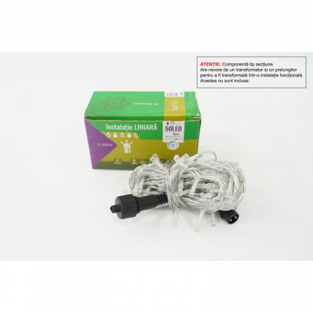 Decoratiuni, ornamente si articole Craciun - Sectiune Instalatie de Craciun Tip Liniar, 8 jocuri de lumini, Fir Transparent, 5 m, 50 LED -uri, Alb Rece, Nu contine Alimentator !