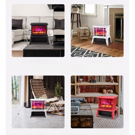 Semineu electric Flippy, 1500W, cu efect de flacara, 25 x 16 x 25 cm, Alb [2]