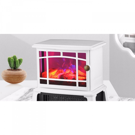 Semineu electric Flippy, 1500W, cu efect de flacara, 25 x 16 x 25 cm, Alb [3]