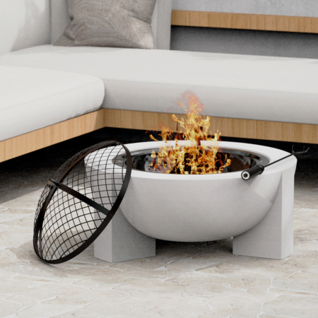 Semineu pentru terasa KLUGMEISTER KY7347FP, material otel cu baza din oxid de magneziu, dimensiuni 73x73x46 cm [3]