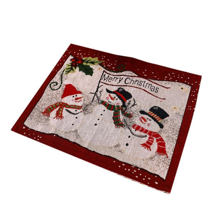Sub 99 Lei - Servet de Masa, Flippy, Model Oameni de Zapada, Scris Merry Christmas, Tematica Craciun, Prosop pentru Masa, 47x33 cm, Bumbac si Fibre Sintetice, Rosu