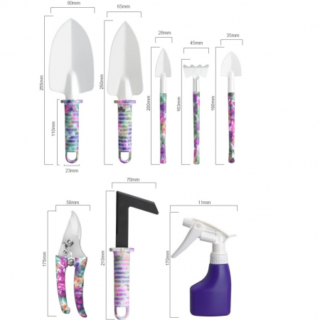 Set 10 accesorii pentru gradinarit Flippy, geanta depozitare inclusa, otel inoxidabil, 37 x 28 cm, mov [5]