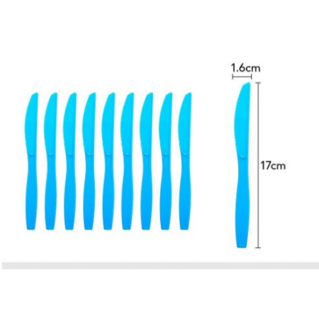 Articole petrecere - Set 10 cutite de unica folosinta 17 x 1.6 cm, albastru