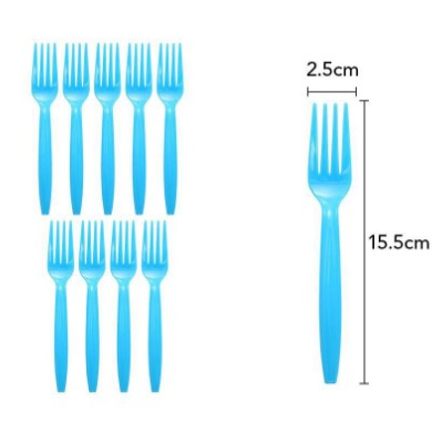 Articole petrecere - Set 10 furculite de unica folosinta 15.5 x 2.5 cm, albastru