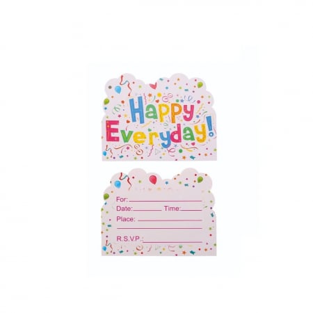 Articole petrecere - Set 10 Invitatii pentru Petrecere, Flippy, Model Happy Everyday, 17 x 12 cm, Multicolor