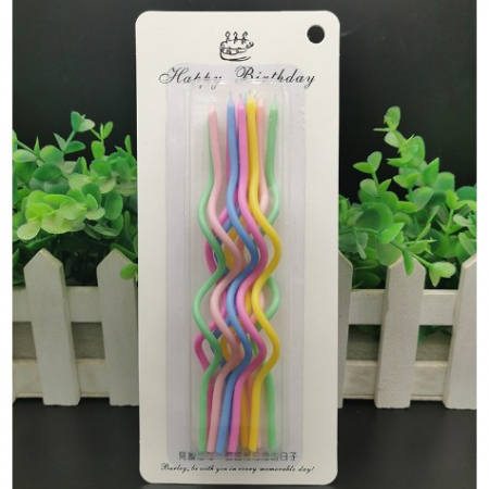Articole petrecere - Set 10 lumanari multicolore spiralate, 17 x 0.34 cm