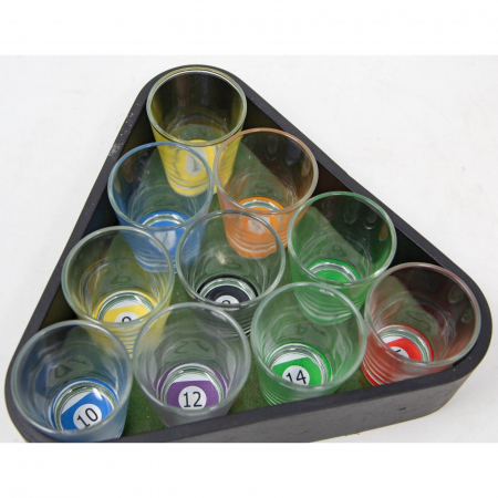 Set 10 pahare de shot Flippy, cu Suport de Biliard, 30 ml, din sticla, 10 x 10 cm, multicolor [3]