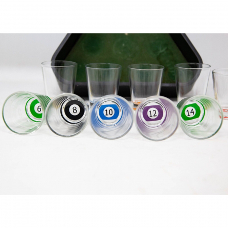 Set 10 pahare de shot Flippy, cu Suport de Biliard, 30 ml, din sticla, 10 x 10 cm, multicolor [5]