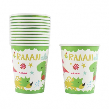 Articole petrecere - Set 10 Pahare Petrecere, Flippy, Colectia Dino Park, 8.5 x 7 x 5 cm, din Carton, Multicolor