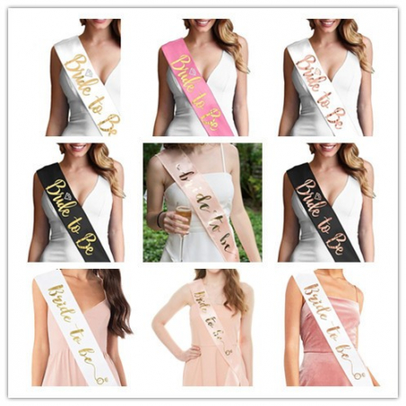 Articole petrecere - Set 10 Panglici Bride to be si Team Bride, alb/ Roz