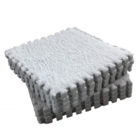 Jucarii, Copii & Bebe - Set 10 Piese Covor tip Puzzle, Flippy, Spuma EVA, Pufos, 30 x 30 x 1 cm, Alb