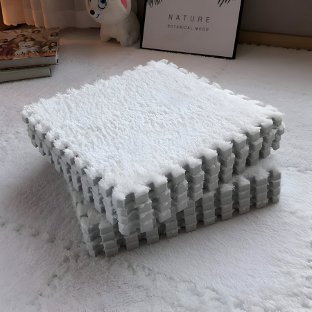 Set 10 Piese Covor tip Puzzle, Flippy, Spuma EVA, Pufos, 30 x 30 x 1 cm, Alb [6]