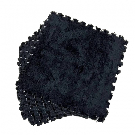 Sub 99 Lei - Set 10 Piese Covor tip Puzzle, Flippy, Spuma EVA, Pufos, 30 x 30 x 1 cm, Negru