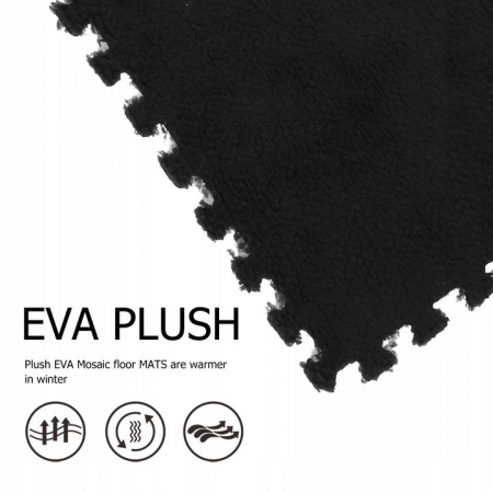 Set 10 Piese Covor tip Puzzle, Flippy, Spuma EVA, Pufos, 30 x 30 x 1 cm, Negru [10]