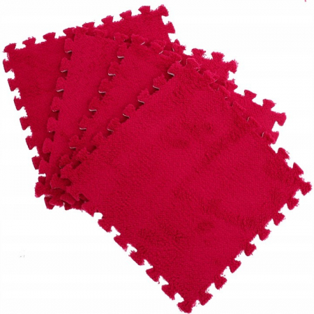 Jucarii, Copii & Bebe - Set 10 Piese Covor tip Puzzle, Flippy, Spuma EVA, Pufos, 30 x 30 x 1 cm, Rosu