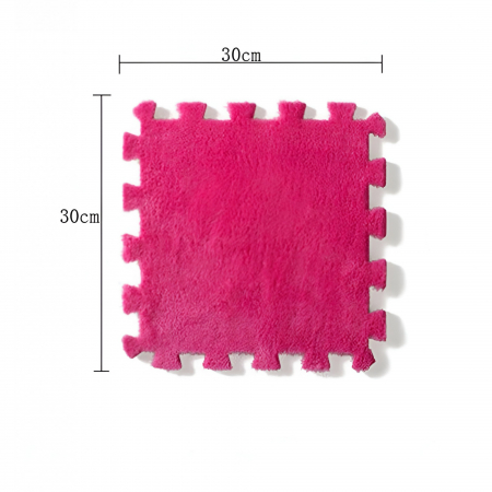 Set 10 Piese Covor tip Puzzle, Flippy, Spuma EVA, Pufos, 30 x 30 x 1 cm, Roz [2]