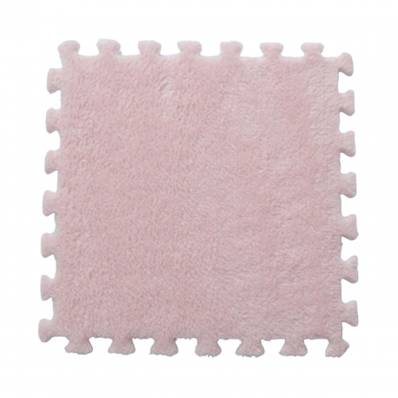 Covorase de joaca - Set 10 Piese Covor tip Puzzle, Flippy, Spuma EVA, Pufos, 30 x 30 x 1 cm, Roz Pudrat