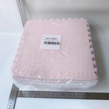 Set 10 Piese Covor tip Puzzle, Flippy, Spuma EVA, Pufos, 30 x 30 x 1 cm, Roz Pudrat [1]