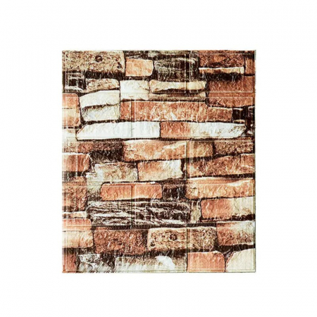 Sub 99 Lei - Lichidare Set 10 Placi Tapet 3D, Flippy, 35 x 38 cm, Grosime 3 mm, din Polietilena, Model Caramida, Suprafata acoperita 1.33 mp, Piatra Maro