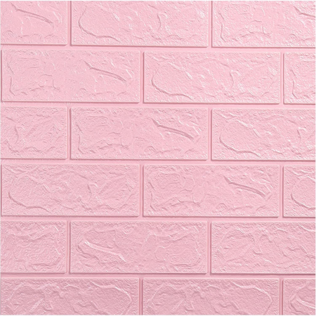 Set 10 Placi Tapet 3D, Flippy, 35 x 38 cm, Grosime 3 mm, din Polietilena, Model Caramida, Suprafata acoperita 1.33 mp, Roz [5]
