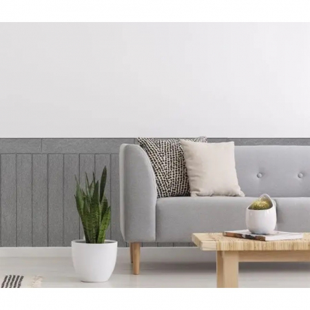 Set 10 Placi Tapet 3D, Flippy, 70 x 70 cm, Grosime 3 mm, din Rasina, Tip Placi de Lemn, Suprafata Acoperita 4.9 mp, Gri [1]