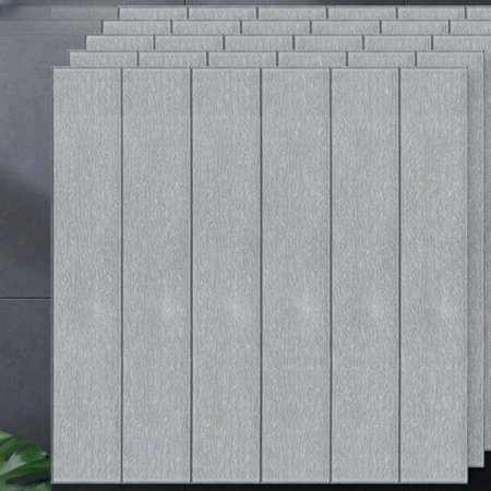 Set 10 Placi Tapet 3D, Flippy, 70 x 70 cm, Grosime 3 mm, din Rasina, Tip Placi de Lemn, Suprafata Acoperita 4.9 mp, Gri [6]