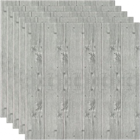 Set 10 Placi Tapet 3D, Flippy, 70 x 70 cm, Grosime 3 mm, din Rasina, Tip Placi de Lemn, Suprafata Acoperita 4.9 mp, Gri Inchis [3]