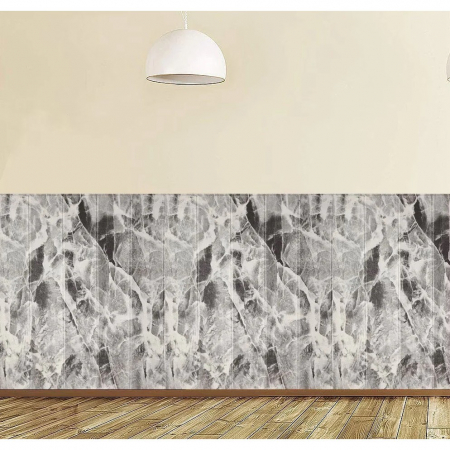 Set 10 Placi Tapet 3D, Flippy, 70 x 70 cm, Grosime 3 mm, din Rasina, Tip Placi de Lemn, Suprafata Acoperita 4.9 mp, Gri Marmorat [2]