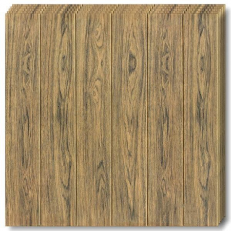 Set 10 Placi Tapet 3D, Flippy, 70 x 70 cm, Grosime 3 mm, din Rasina, Tip Placi de Lemn, Suprafata Acoperita 4.9 mp, Maro Inchis [3]