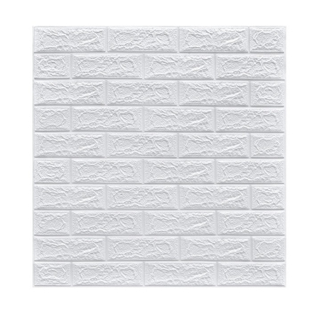 Sub 99 Lei - Set 10 Placi Tapet 3D, Flippy, 70 x 77 cm, Grosime 3 mm, din Polietilena, Model Caramida, Suprafata acoperita 5.3 mp, Alb