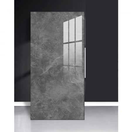 Set 10 Placi Tapet, Flippy, 60 x 30 cm, Grosime 1.5 mm, din PVC, Model Imitatie de Marmura, Suprafata acoperita 1.8 mp, Gri Inchis [1]