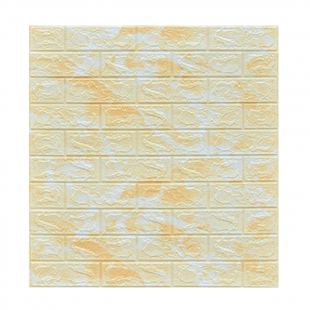 Tapet 3D Autoadeziv - Set 10 Placi Tapet 3D, Flippy, 70 x 77 cm, Grosime 3 mm, din Polietilena, Model Caramida, Suprafata acoperita 5.3 mp, Marmura Galbena