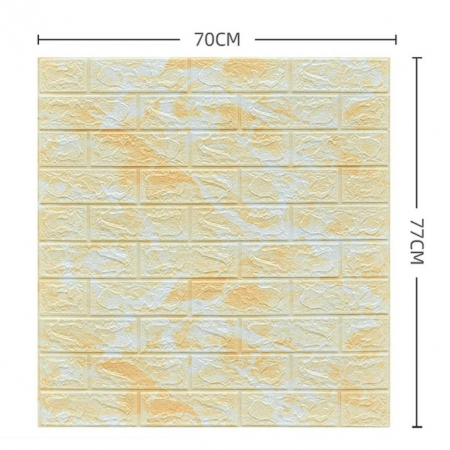 Set 10 Placi Tapet 3D, Flippy, 70 x 77 cm, Grosime 3 mm, din Polietilena, Model Caramida, Suprafata acoperita 5.3 mp, Marmura Galbena [1]