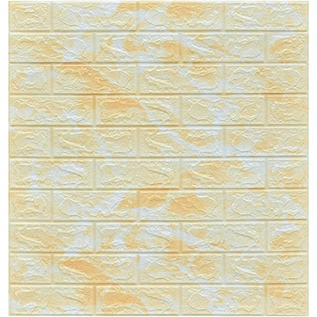 Set 10 Placi Tapet 3D, Flippy, 70 x 77 cm, Grosime 3 mm, din Polietilena, Model Caramida, Suprafata acoperita 5.3 mp, Marmura Galbena [3]
