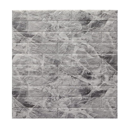Sub 99 Lei - Set 10 Placi Tapet 3D, Flippy, 70 x 77 cm, Grosime 3 mm, din Polietilena, Model Caramida, Suprafata acoperita 5.3 mp, Marmura Gri