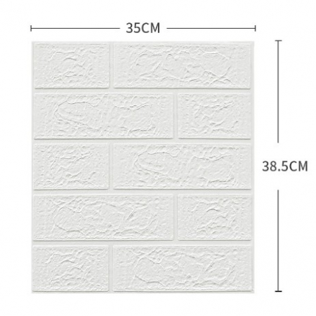 Set 10 Placi Tapet 3D, Flippy, 35 x 38 cm, Grosime 3 mm, din Polietilena, Model Caramida, Suprafata acoperita 1.33 mp, Alb [1]