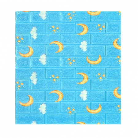 Pentru Casa si Camping - Set 10 Placi Tapet 3D, Flippy, 70 x 77 cm, Grosime 3 mm, din Polietilena, Tip Caramida, Model Luna, Suprafata acoperita 5.3 mp, Albastru