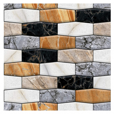 Tapet 3D Autoadeziv - Set 10 x Placi Tapet Autocolant 3D cu Imitatie de Marmura Asimetrica, pentru Perete Bucatarie Sufragerie, Usor de Curatat, Rezistent la Apa, Autoadeziv, 30x30 cm, Maro Gri Negru