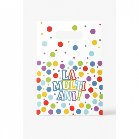Set 10 Pungi de Cadou, Flippy, Colectia LA MULTI ANI, 16.5 x 25 cm, din Plastic, Multicolor [1]