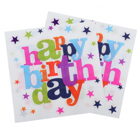 Articole petrecere - Set 10 Servetele de Masa, Flippy, Colectia Happy Birthday, 32 x 32 cm, din Hartie, Multicolor