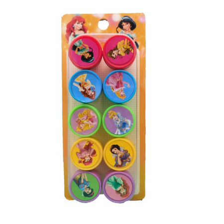 Sub 99 Lei - Set 10 Stampile, Flippy, pentru Copii 4-6 Ani, Model Printese din Desene, 20 x 5 x 2 cm, Multicolor
