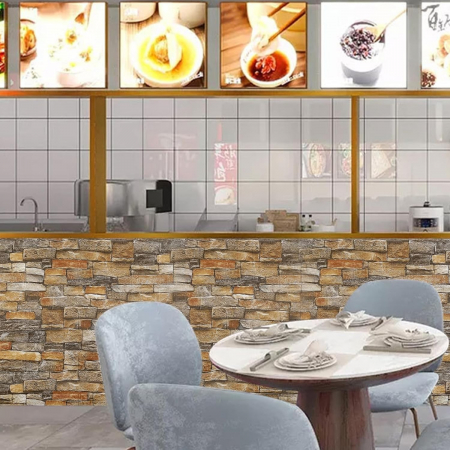 LICHIDARE Set 10 Stickere de Perete, Flippy, Autoadezive, 70 x 77 cm, 2.5 mm Grosime, Suprafata Acoperita 5.3 mp, din PVC, Model Caramida, Roscat [2]