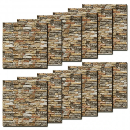 LICHIDARE Set 10 Stickere de Perete, Flippy, Autoadezive, 70 x 77 cm, 2.5 mm Grosime, Suprafata Acoperita 5.3 mp, din PVC, Model Caramida, Roscat [4]