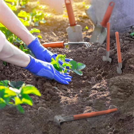 Set 10 Unelte de Gradina, Flippy, pentru Plantare Prelucrare Sol si Ingrijire Plante, Manere Portocalii, Material PVC si Otel Inoxidabil, Cutie Inclusa, 37x28x7 cm, Negru [6]