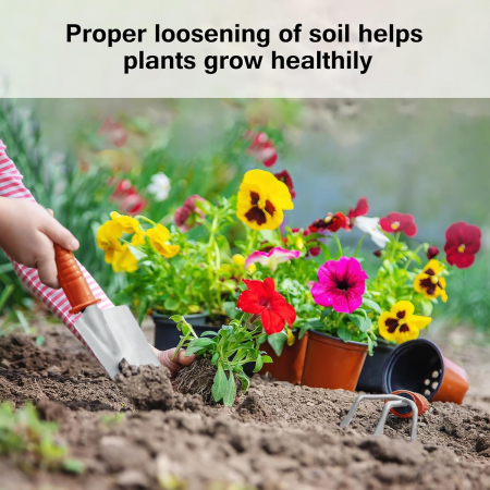 Set 10 Unelte de Gradina, Flippy, pentru Plantare Prelucrare Sol si Ingrijire Plante, Manere Portocalii, Material PVC si Otel Inoxidabil, Cutie Inclusa, 37x28x7 cm, Negru [3]