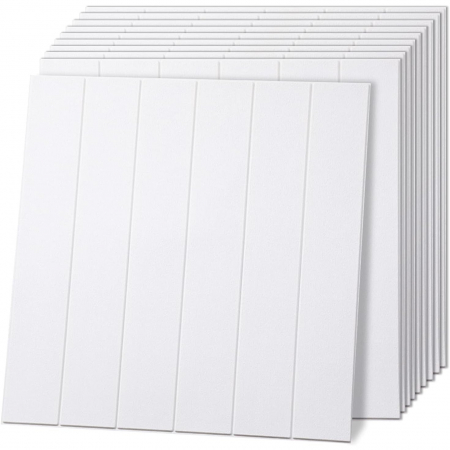 Set 10 Placi Tapet 3D, Flippy, 70 x 70 cm, Grosime 3 mm, din Rasina, Tip Placi de Lemn, Suprafata Acoperita 4.9 mp, Alb [1]