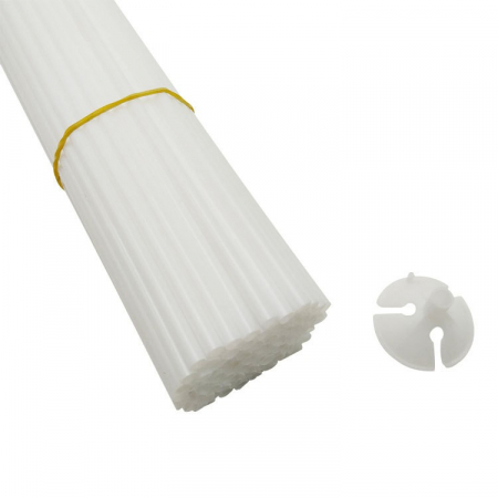 Articole petrecere - Set 100 Bete cu Rozete pentru Baloane, Flippy, Suporturi de plastic, Usor de instalat, Reutilizabil, Pentru aniversare, Nunta, Ziua de Nastere, Decor, 40 cm, Transparente
