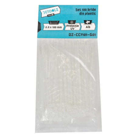 Set 100 bride plastic Detoolz 2.5x100mm UV ALB [1]