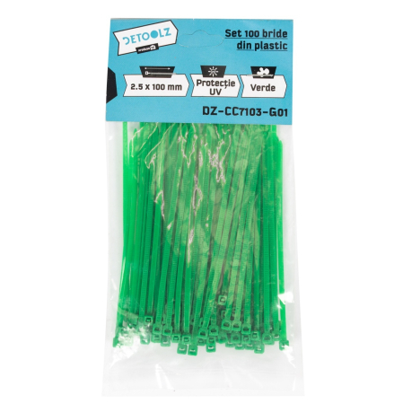 Set 100 bride plastic Detoolz 2.5x100mm UV VERDE [1]