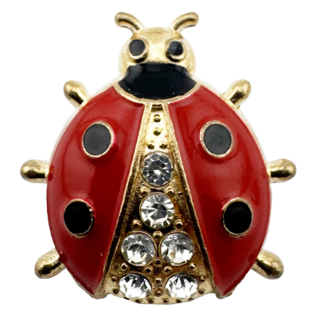 Bijuterii argint - Set 100 Brose cu Pietre, Flippy, Model Buburuza cu Pietre, 2 x 2.5 cm per unitate, Auriu/Rosu